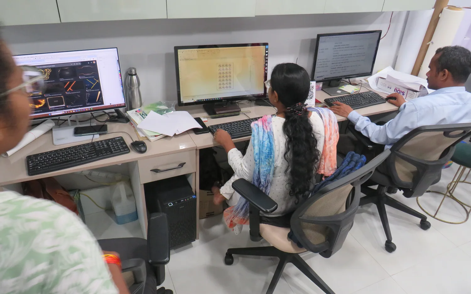Design desk and computer workstations